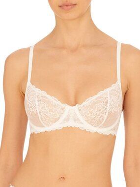 Natori Embolden White Balconette Lace Adjustable Strap Flora Soft Cup 34DD